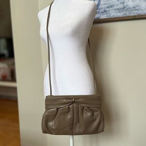 Vintage Leather Bag with Gold Tone Hardware and Bow Detail